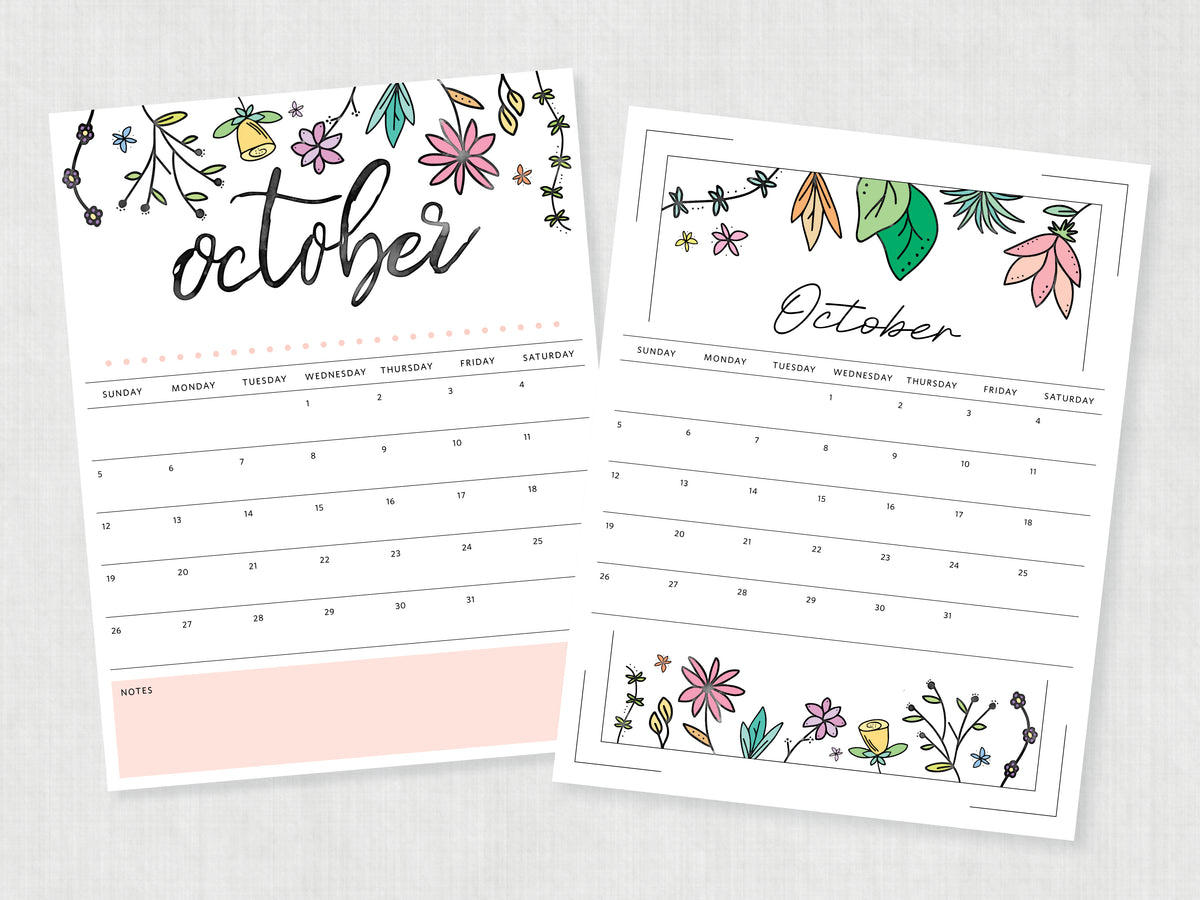 printable october calendar