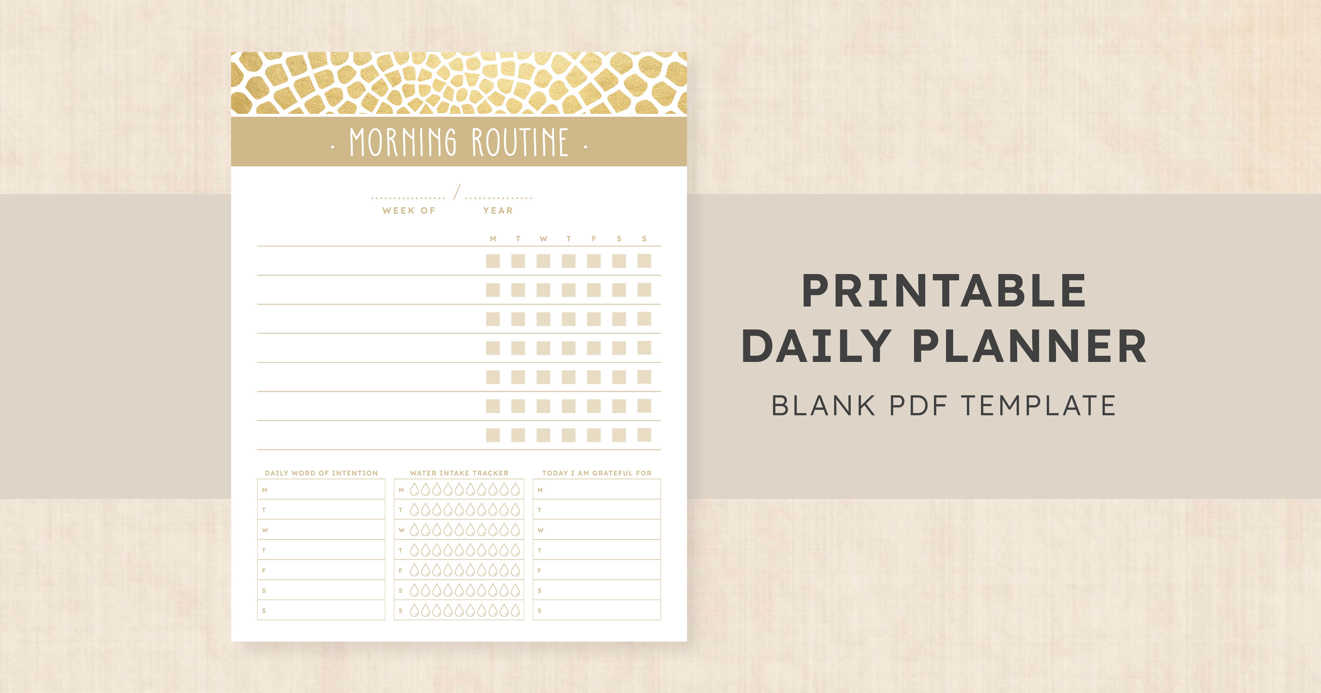 Morning Routine Template · Golden Glamour