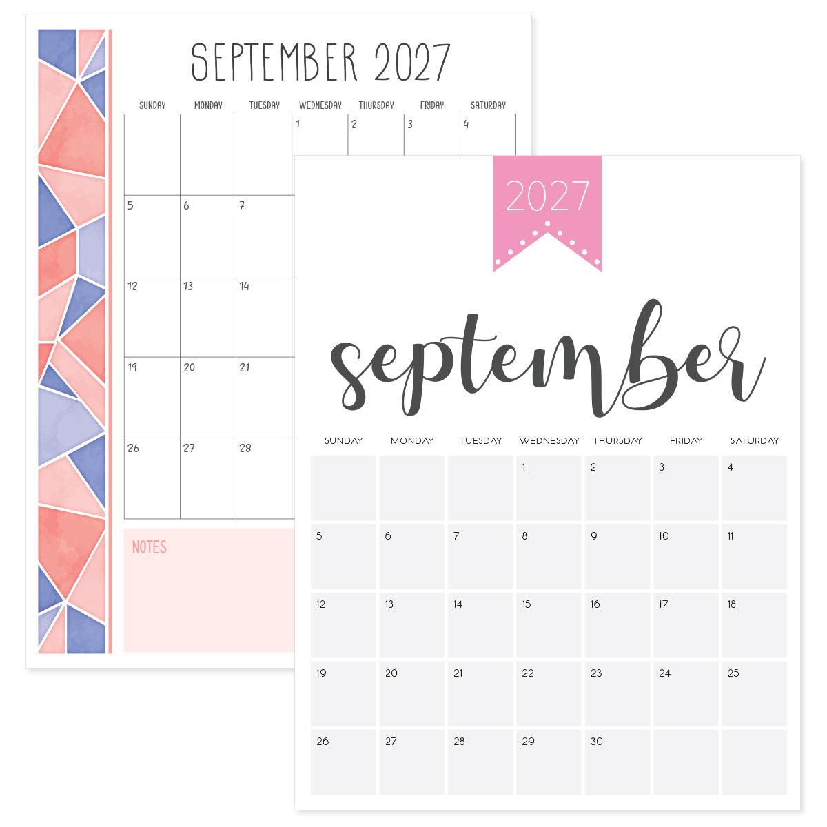 September 2027 Calendar · Printable PDF Templates September 2027 Calendar · Printable PDF Templates