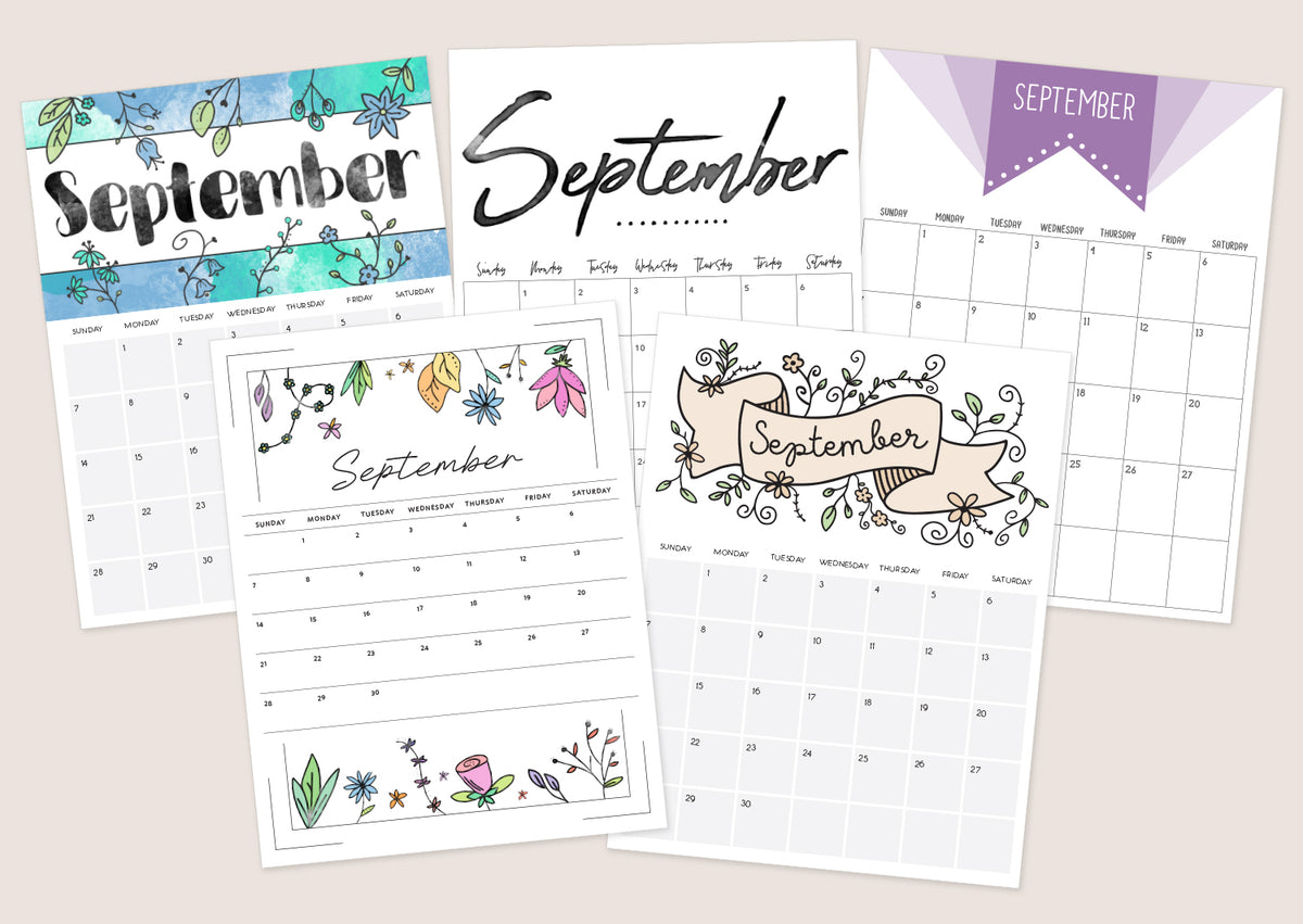 printable september calendar, blank PDF templates