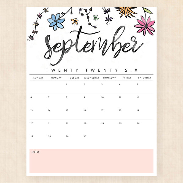 september 2026 calendar playful prairie