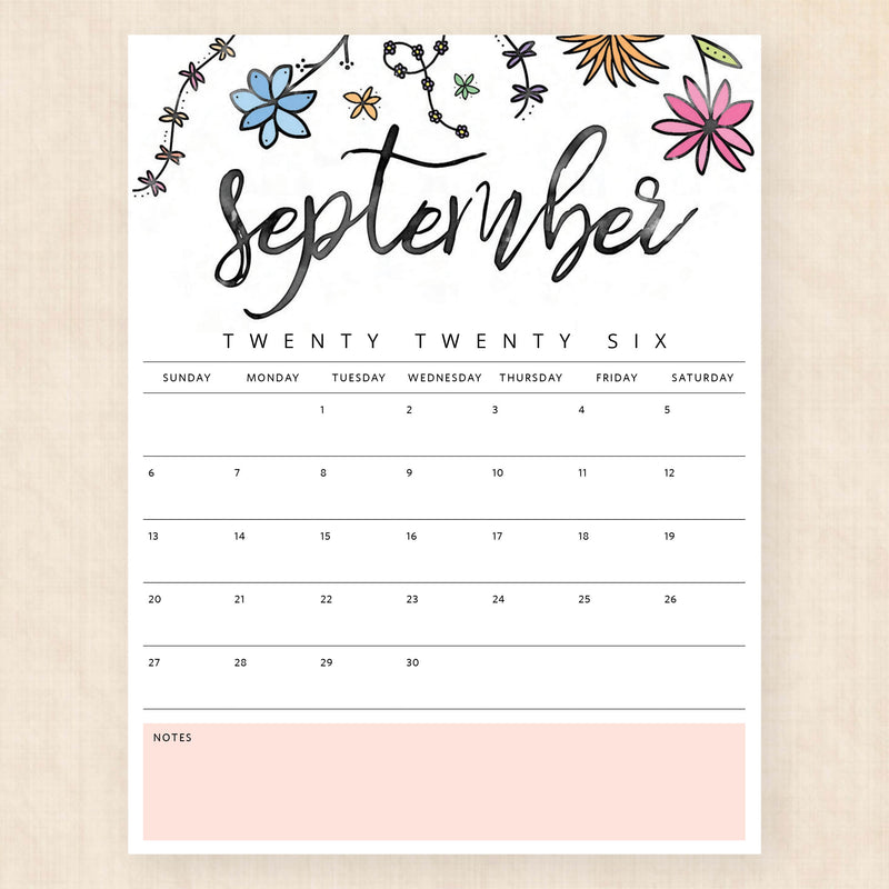 september 2026 calendar playful prairie