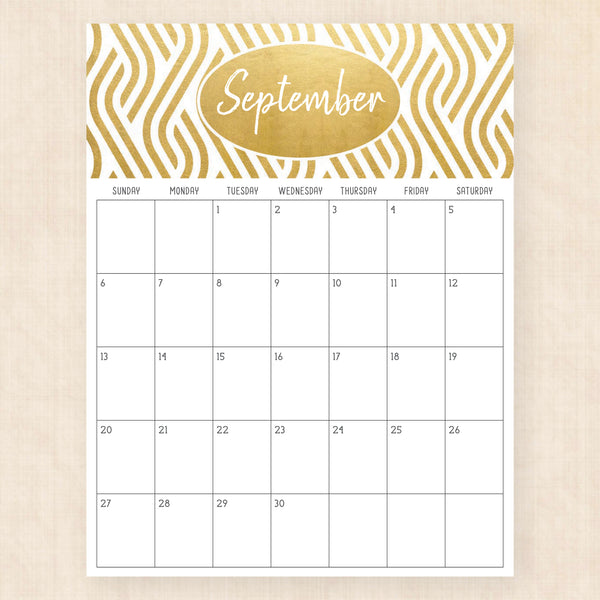 september 2026 calendar golden glamour