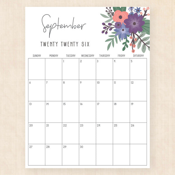 september 2026 calendar petunia punch