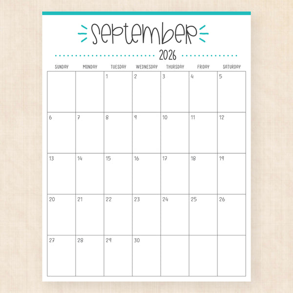september 2026 calendar buzzy burst