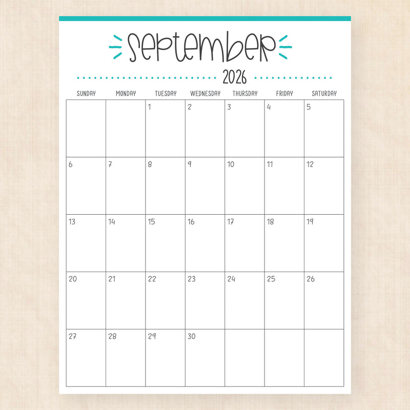 september 2026 calendar buzzy burst