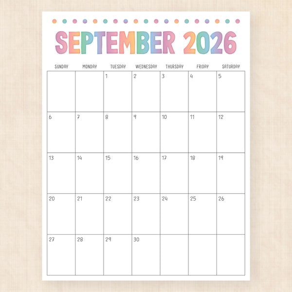 september 2026 calendar electric echo