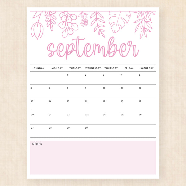 september 2026 calendar delicate daffodils
