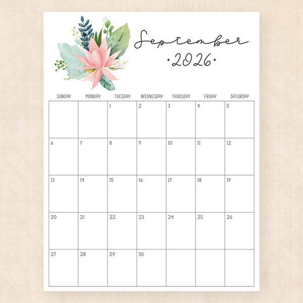 september 2026 calendar pastel paradise