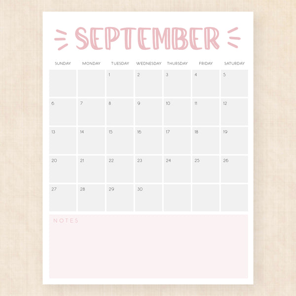september 2026 calendar sassy splash