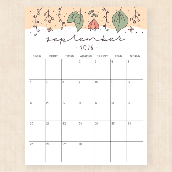 september 2026 calendar tropical treasure