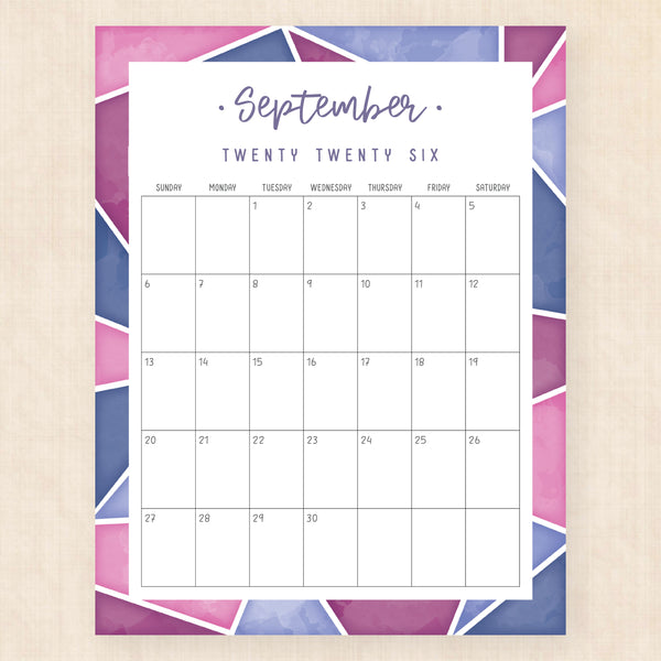 september 2026 calendar midnight mosaic
