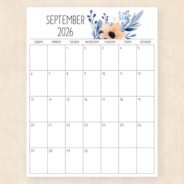 september 2026 calendar royal reverie