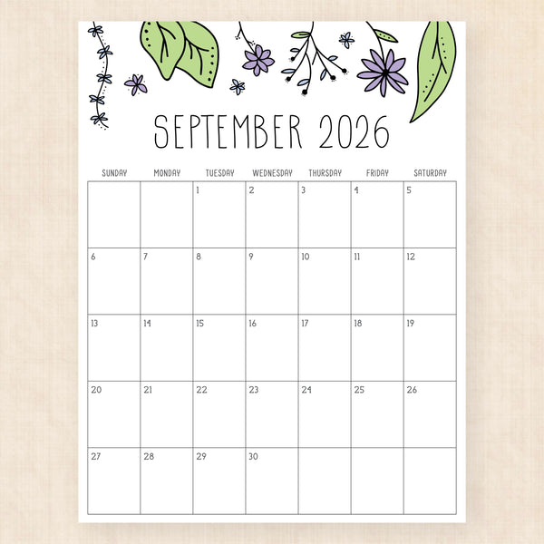 september 2026 calendar rhododendron rain