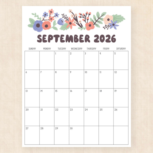 september 2026 calendar driftwood dreams