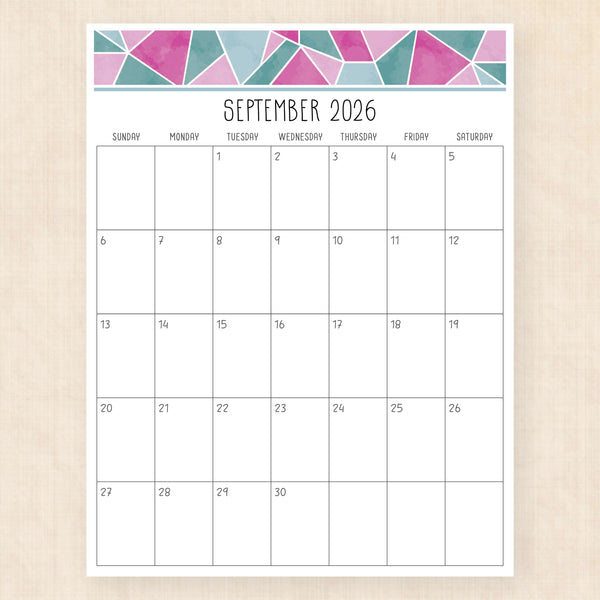 september 2026 calendar magic mosaic