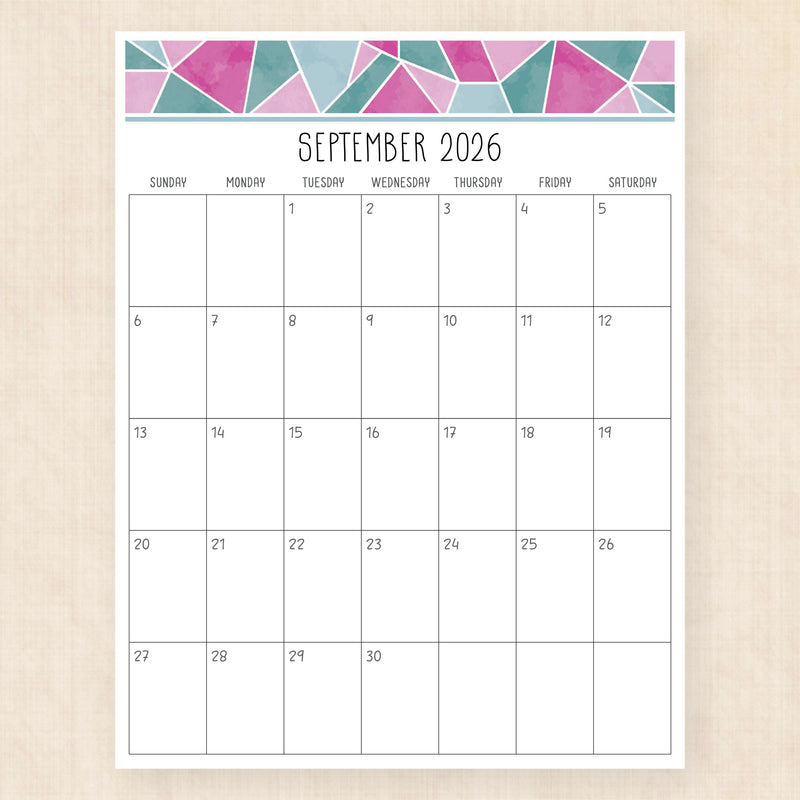 september 2026 calendar magic mosaic