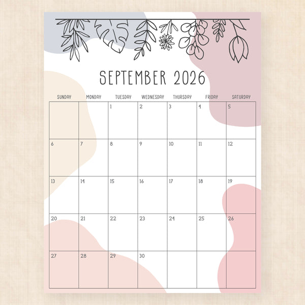 september 2026 calendar rustic rhapsody
