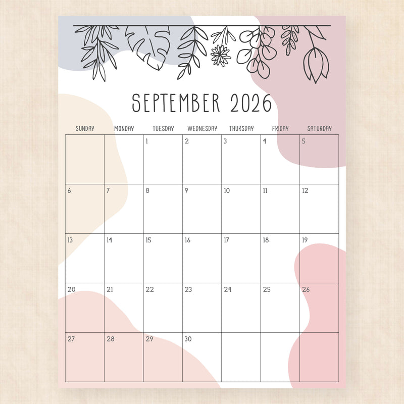 september 2026 calendar rustic rhapsody