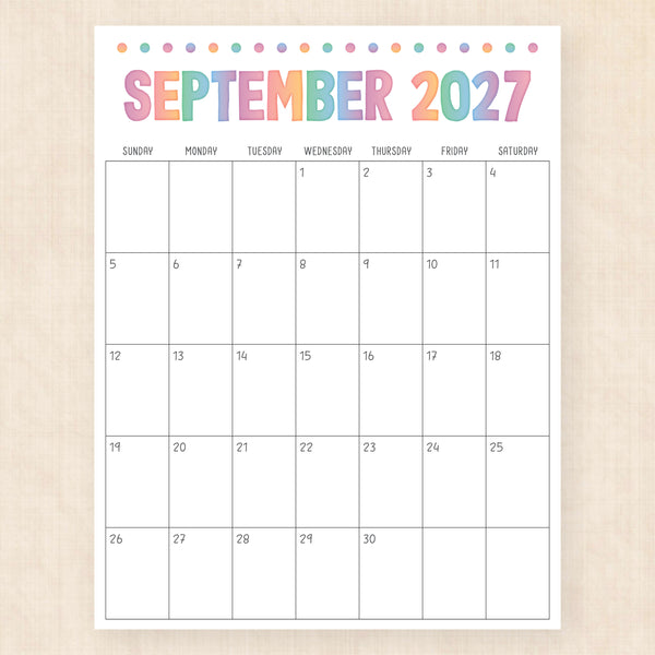 september 2027 calendar electric echo