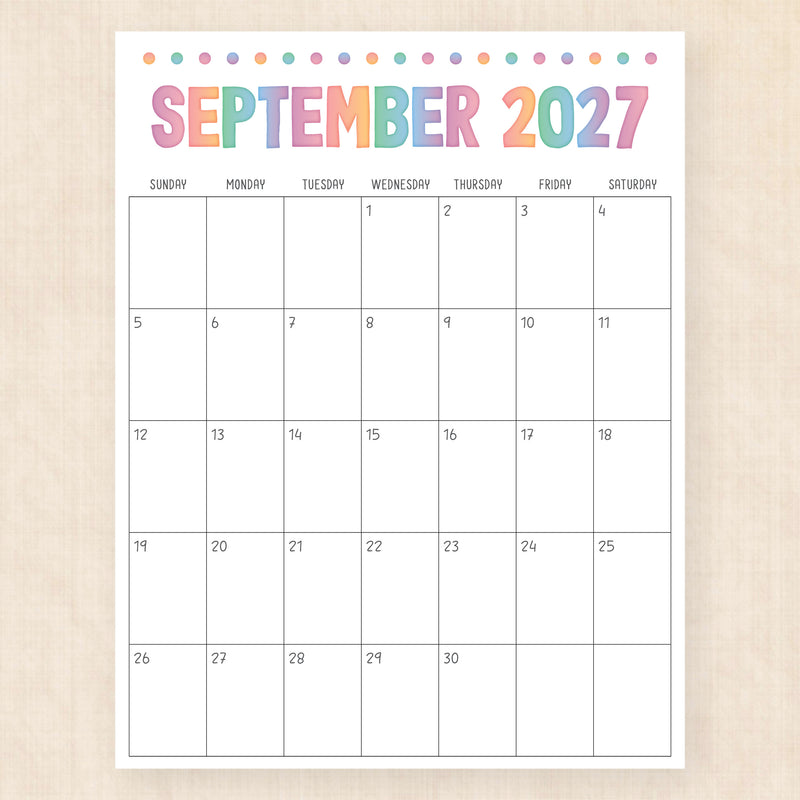 september 2027 calendar electric echo