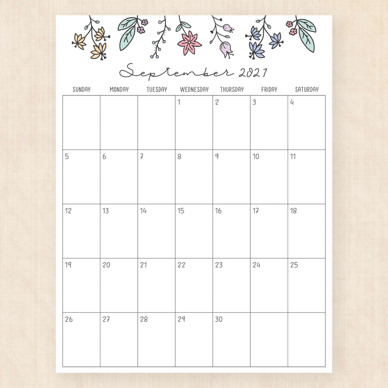 september 2027 calendar wildflower whimsy