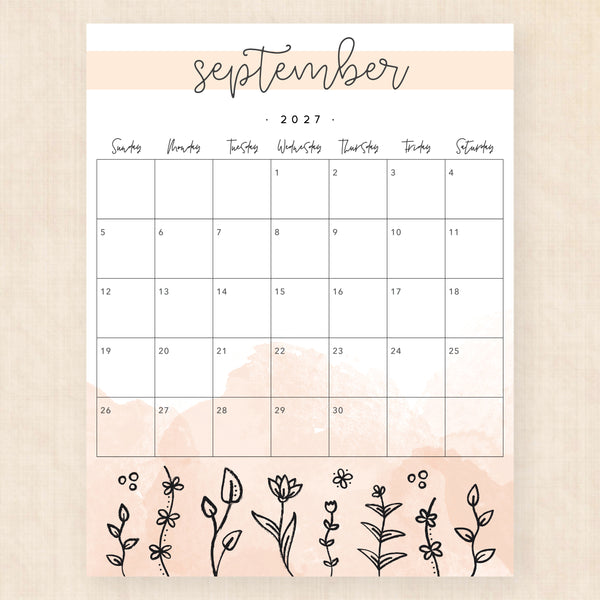 september 2027 calendar springtime splash