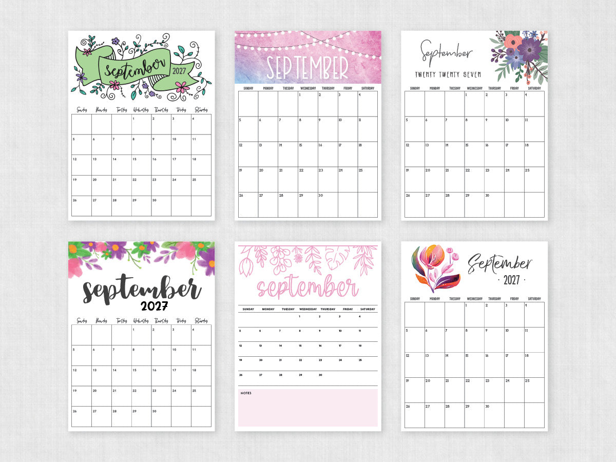 september 2027 printable calendar