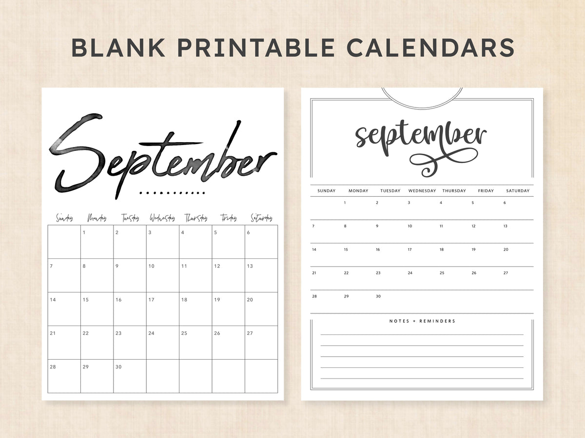 September Calendar Printable PDF Template