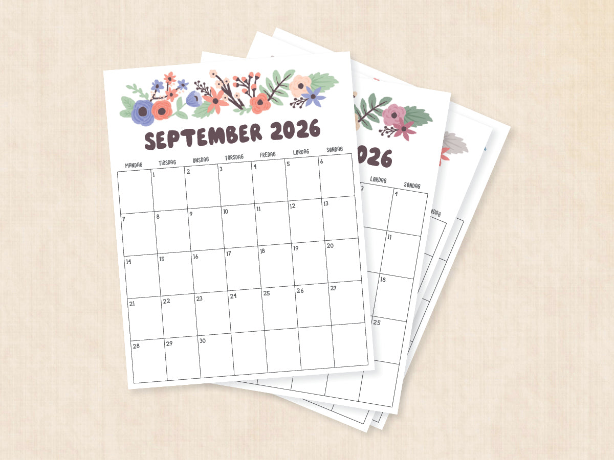 september 2026 kalender dansk