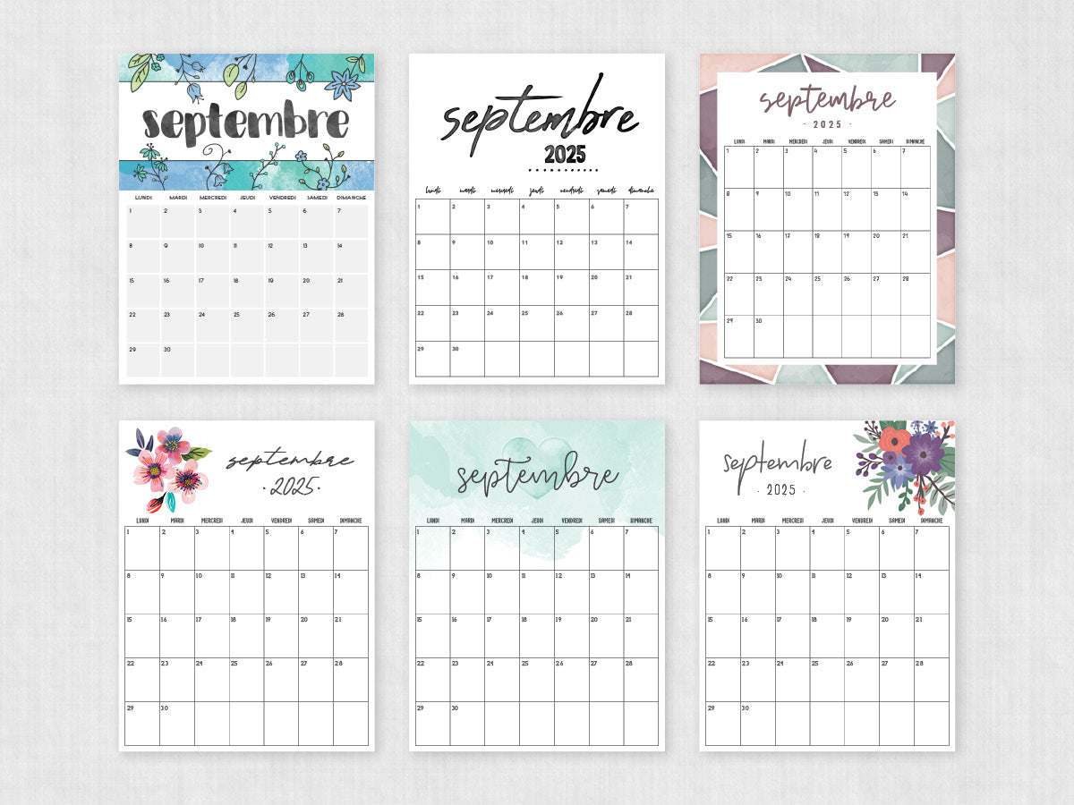 septembre 2025 calendrier imprimable