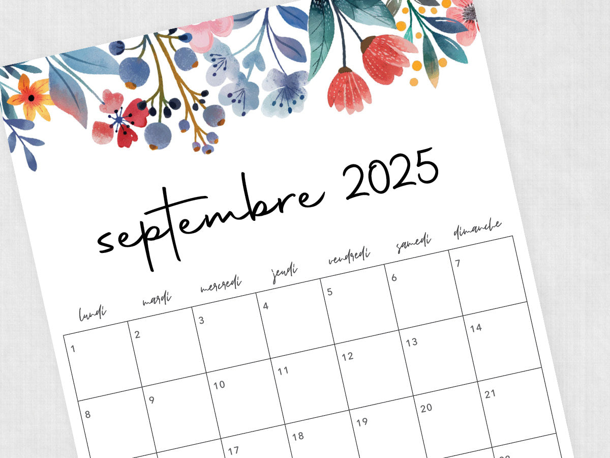 septembre 2025 calendrier modèle