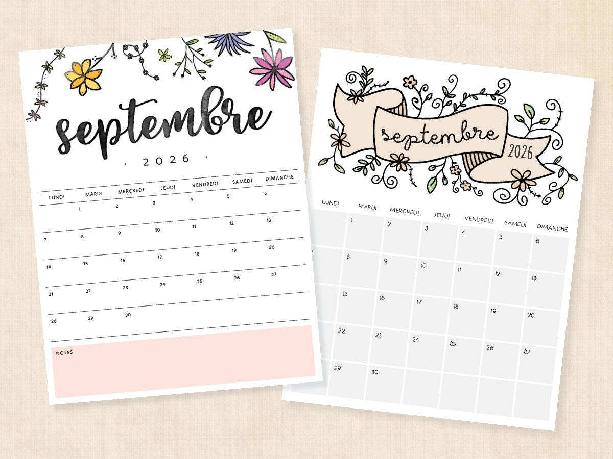 septembre 2026 calendrier pdf
