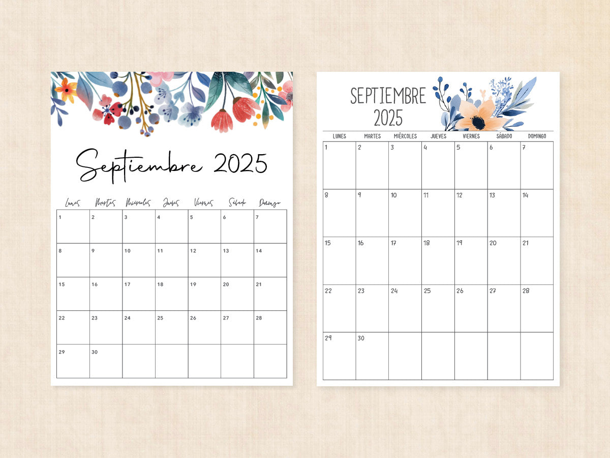 septiembre 2025 calendario en blanco