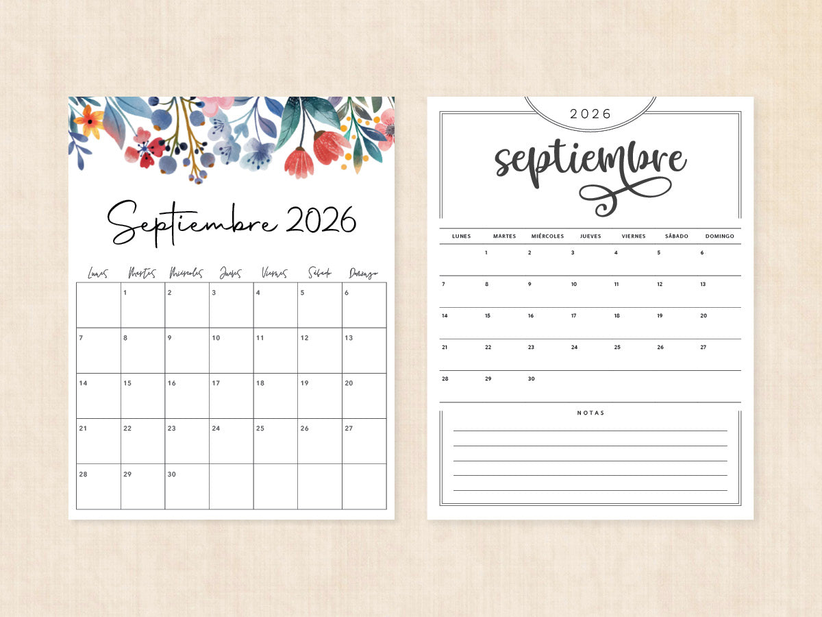 septiembre 2026 calendario en blanco