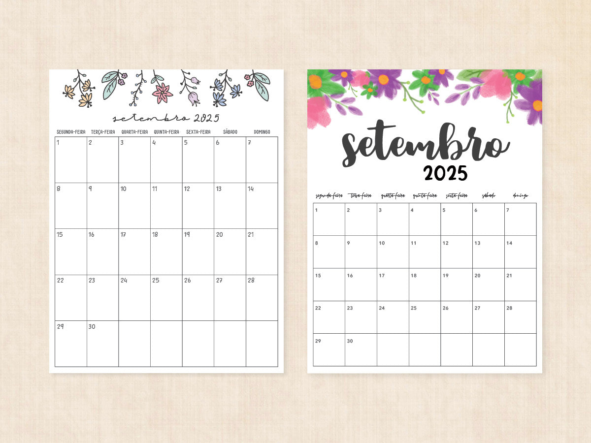 setembro 2025 calendário em branco