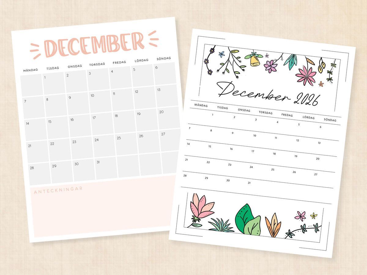 svensk kalender december 2026