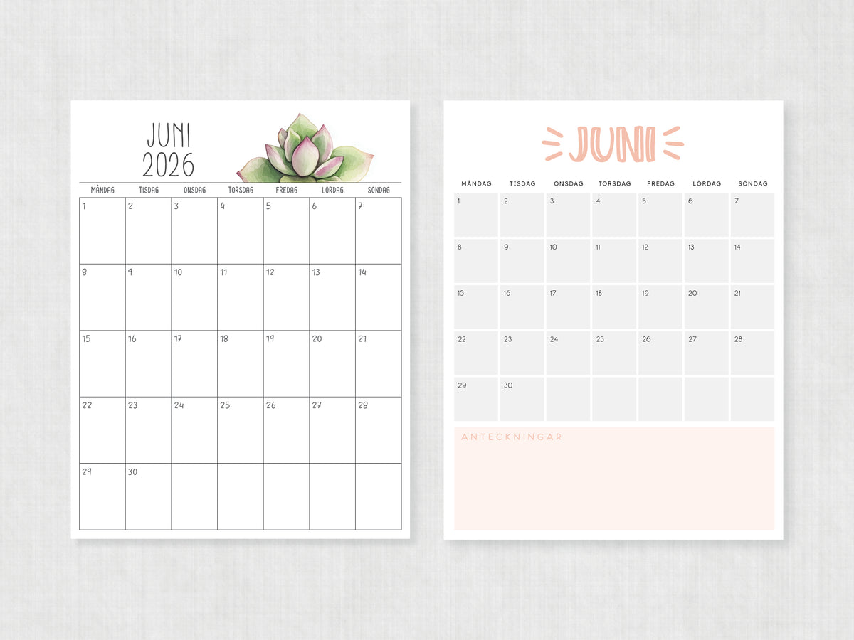 svensk kalender juni 2026