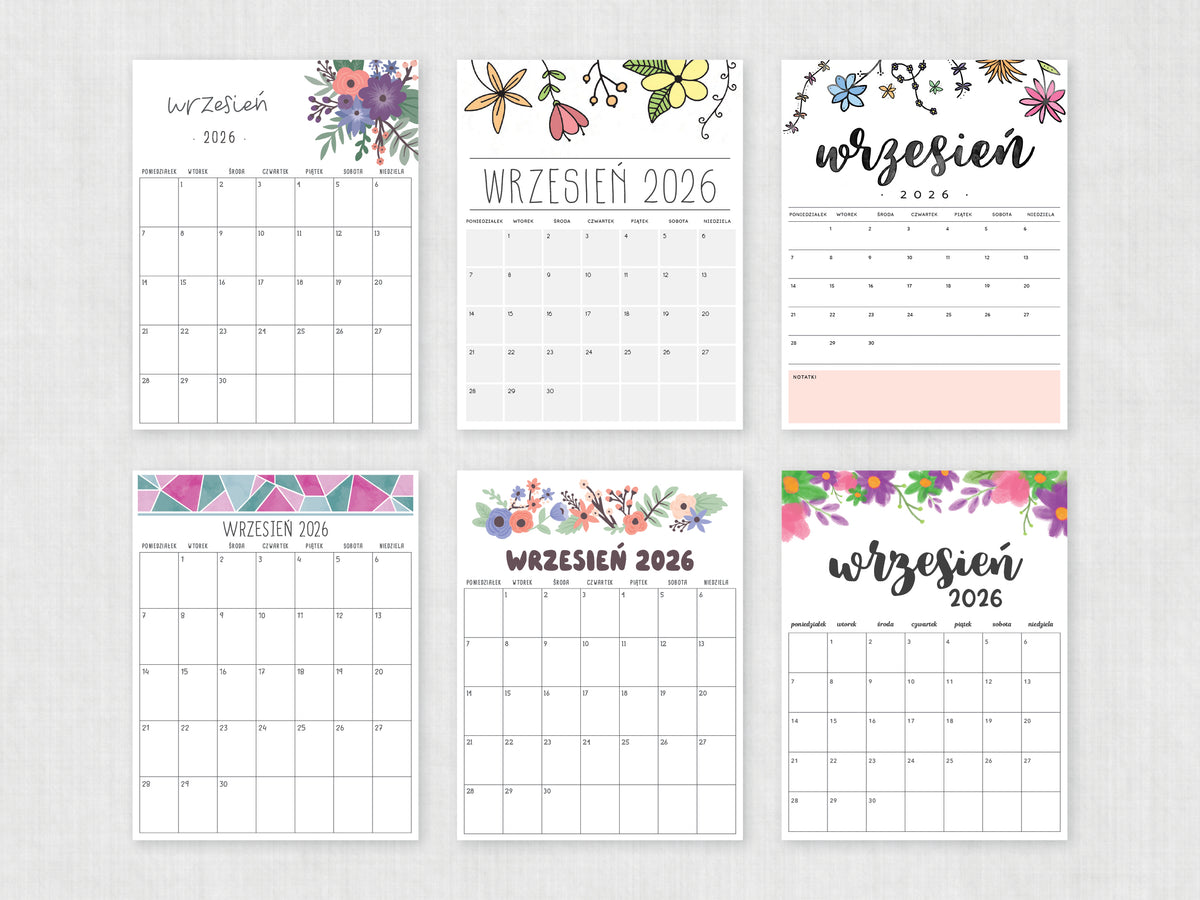 szablon kalendarz wrzesień 2026