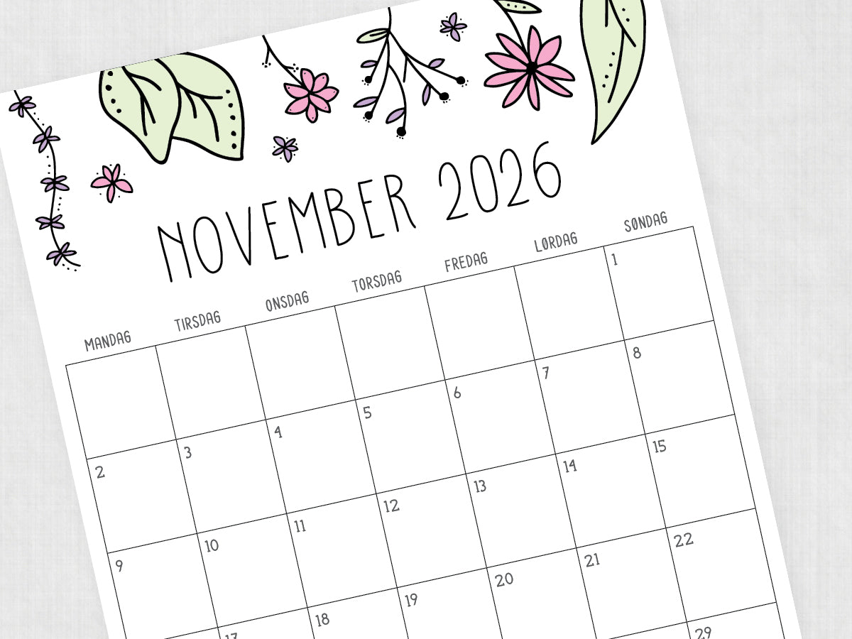 udskrivbar kalender november 2026