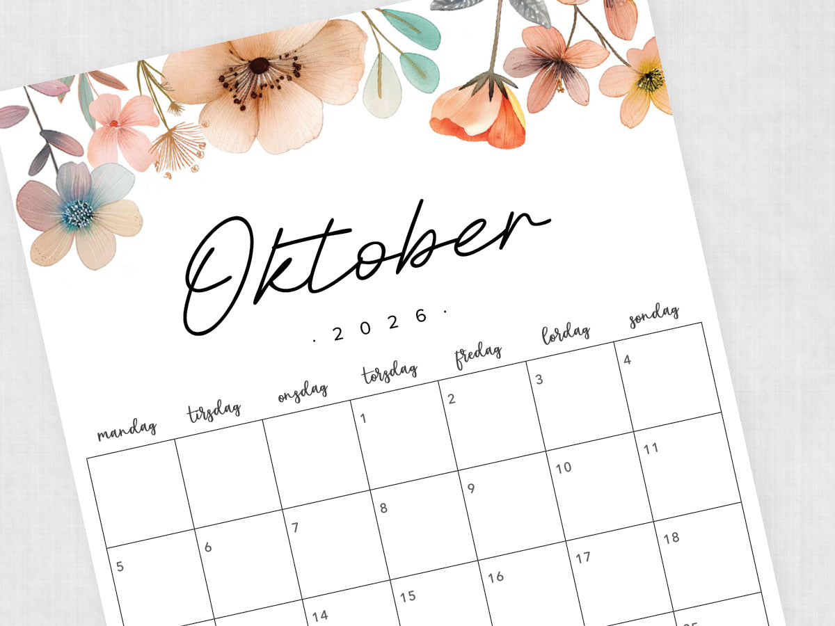 udskrivbar kalender oktober 2026