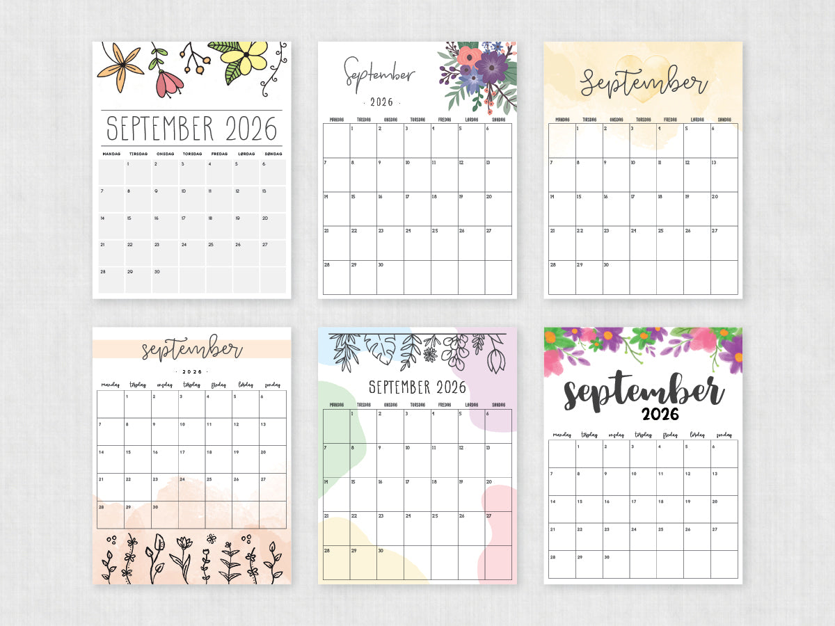udskrivbar kalender september 2026