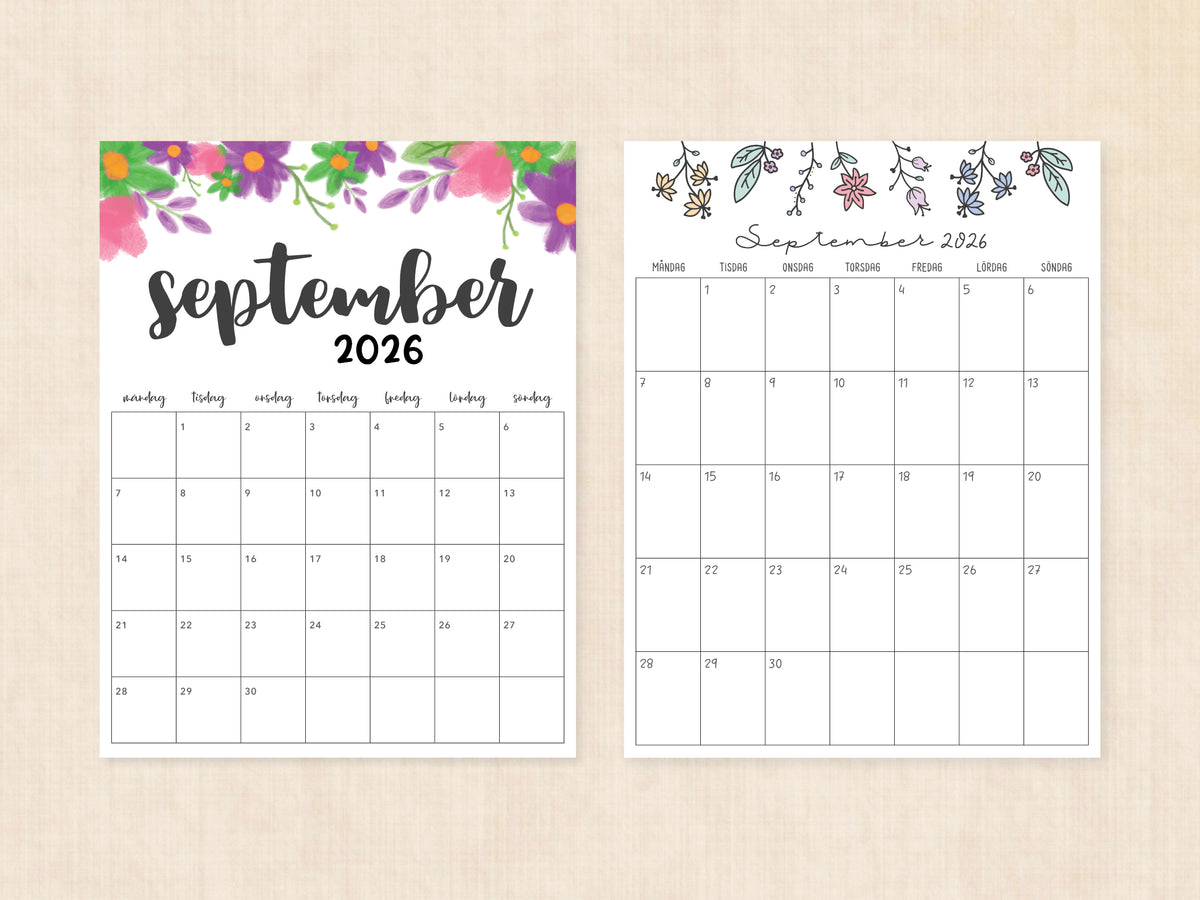 utskrivbar kalender september 2026