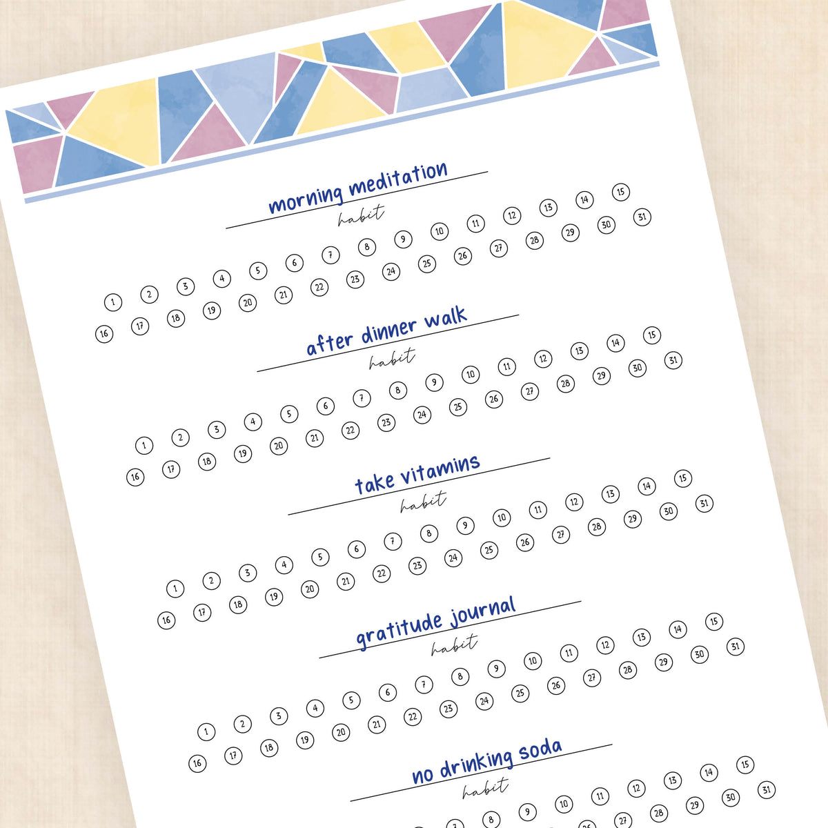 habit tracker printable
