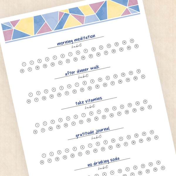 habit tracker printable