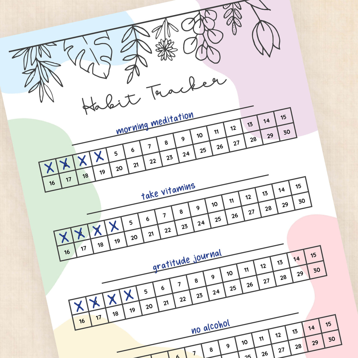 habit tracker printable