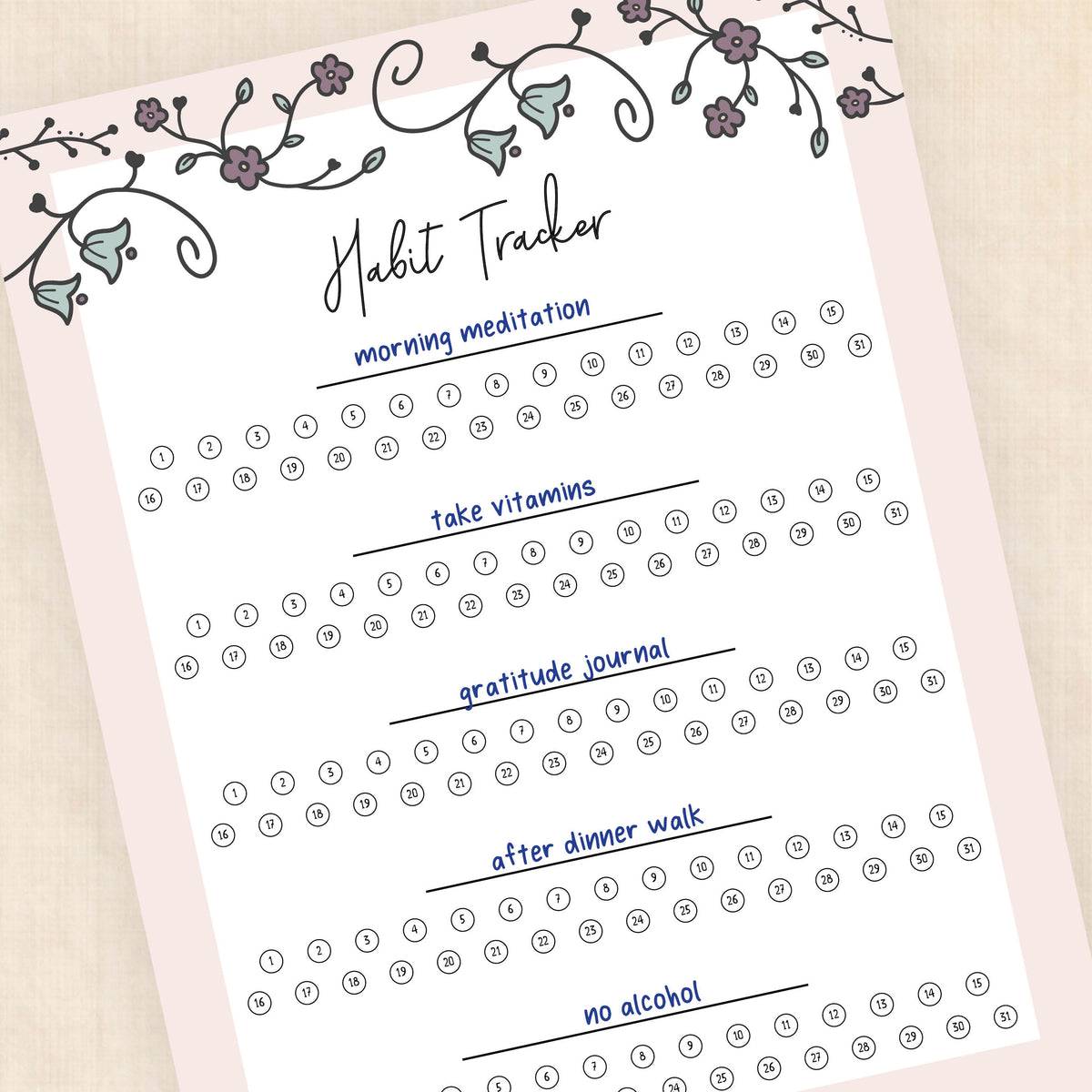 habit tracker printable