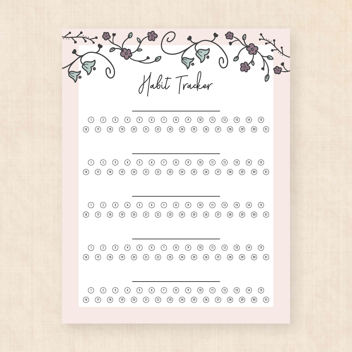 habit tracker printable