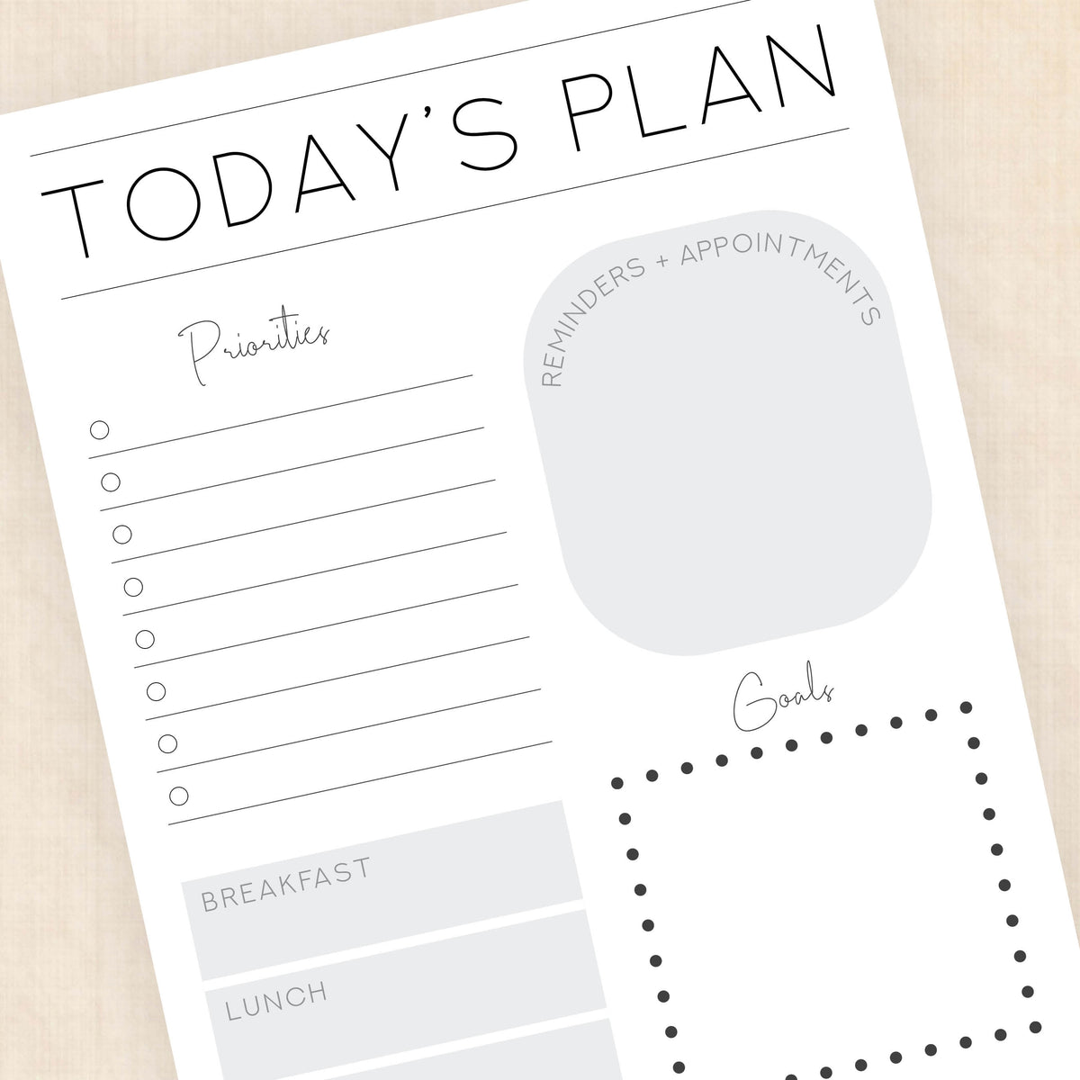 minimalist daily planner