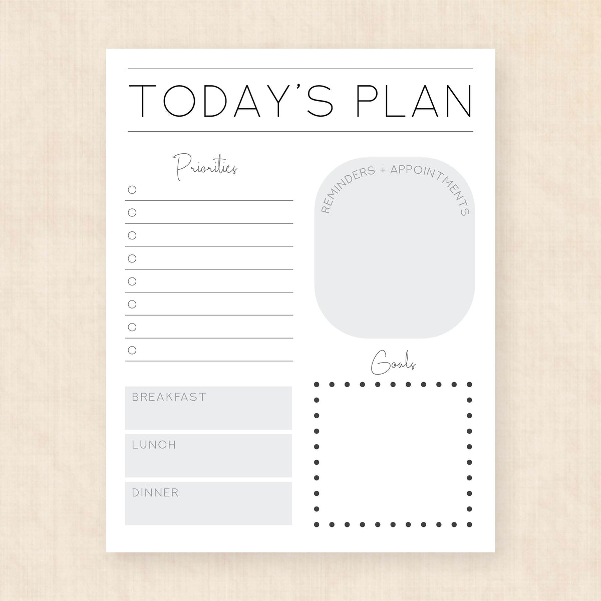 minimalist daily planner